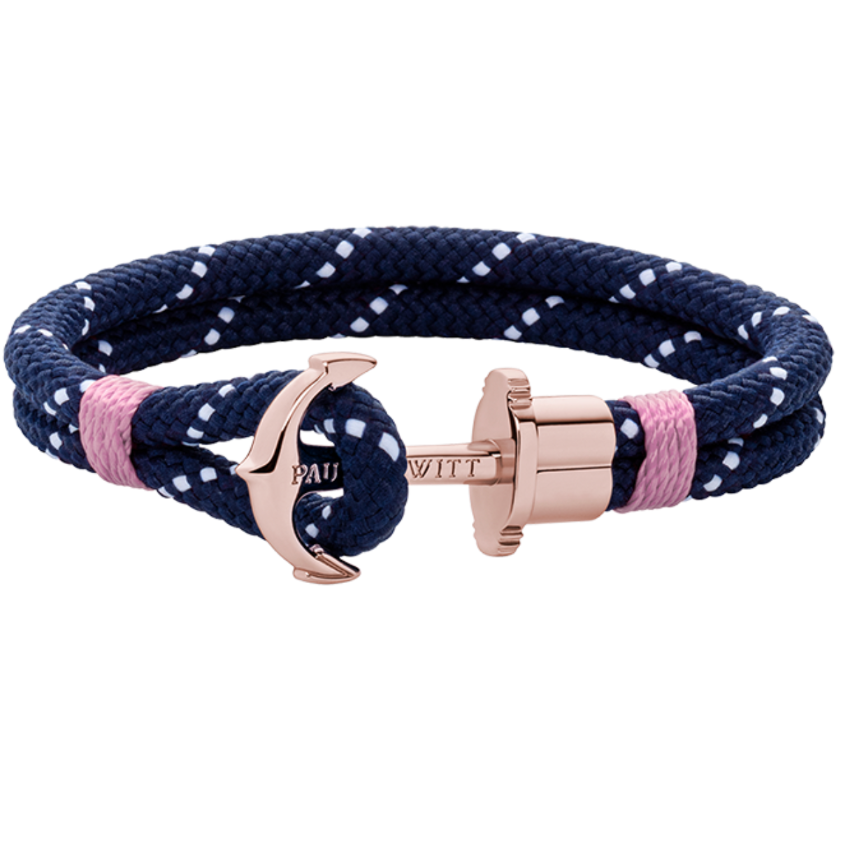 PAUL HEWITT Phrep Nylon Bracelet Navyblue Detail White Rose Gold